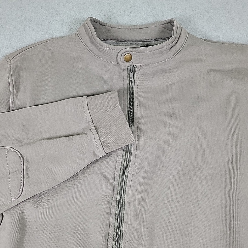 Shark‎ Tee Full Zip Jacket Men's Size Large Gray Stand Collar Long Sleeve Pocket